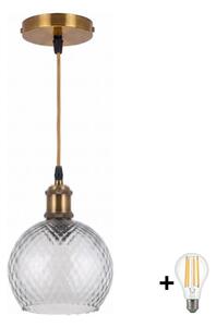 BRILAGI - LED Lustr na lanku RETRO GLASS 1xE27/60W/230V pr. 25cm zlatá/kouř šedá