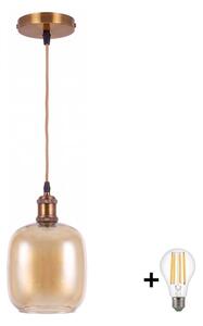 BRILAGI -LED Lustr na lanku RETRO GLASS 1xE27/60W/230V pr. 14cm zlatá/kouř hnědá
