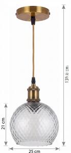 BRILAGI - LED Lustr na lanku RETRO GLASS 1xE27/60W/230V pr. 25cm zlatá/kouř šedá