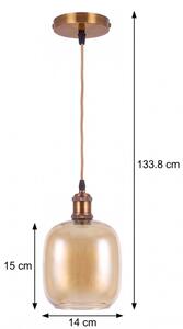 BRILAGI -LED Lustr na lanku RETRO GLASS 1xE27/60W/230V pr. 14cm zlatá/kouř hnědá
