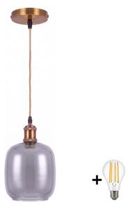BRILAGI -LED Lustr na lanku RETRO GLASS 1xE27/60W/230V pr. 14cm zlatá/kouř šedá