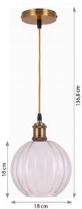 BRILAGI - LED Lustr na lanku RETRO GLASS 1xE27/60W/230V pr. 18 cm zlatá/čirá