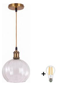 BRILAGI - LED Lustr na lanku RETRO GLASS 1xE27/60W/230V pr. 25 cm zlatá/čirá