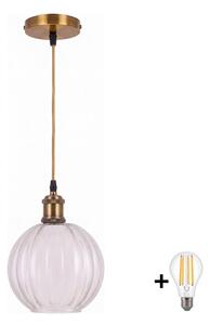 BRILAGI - LED Lustr na lanku RETRO GLASS 1xE27/60W/230V pr. 18 cm zlatá/čirá