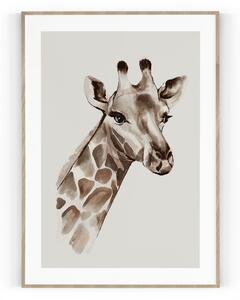Plakát / Obraz Giraffe Pololesklý saténový papír S okrajem A4 - 21 x 29,7 cm