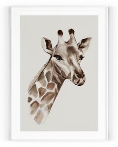 Plakát / Obraz Giraffe S okrajem Pololesklý saténový papír A4 - 21 x 29,7 cm
