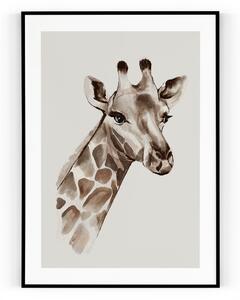 Plakát / Obraz Giraffe 30 x 40 cm Pololesklý saténový papír S okrajem