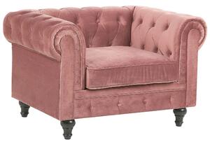 Křeslo CHESTERFIELD Umělý samet Růžová
