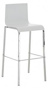 Barová židle Brainy, překližka, výška 76 cm, chrom-bílá matná
