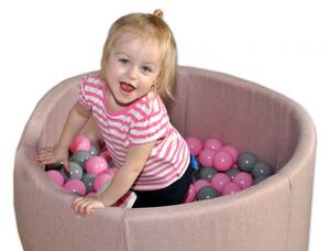 Bazén pro děti 90x40cm - zig zag růžový, šedá, béžová s balónky
