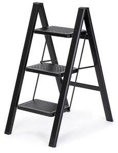 4Home Skládací ocelové schůdky Steel, 3 stupně, černá