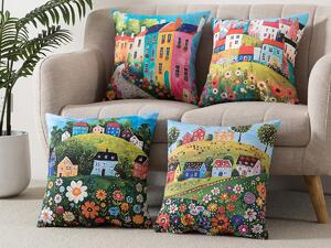 XPOSE® Set povlaků na polštář VESNICE (digitální tisk) 43x43 cm - set 4 ks