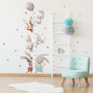 INSPIO-textilní přelepitelná samolepka - Dětský metr na zeď - Akvarelová zvířátka