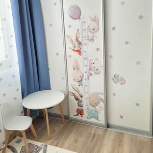 INSPIO-textilní přelepitelná samolepka - Dětský metr na zeď - Akvarelová zvířátka