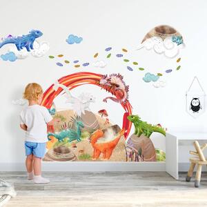 INSPIO-textilní přelepitelná samolepka - Samolepka na zeď - Pohádková země draků