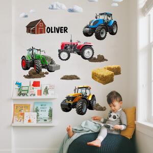 INSPIO-textilní přelepitelná samolepka - Samolepka na zeď pro kluky - Auta a traktory