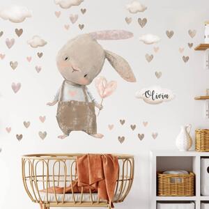 INSPIO-textilní přelepitelná samolepka - Dětská nálepka na zeď - Hnědý zajíček pro miminka