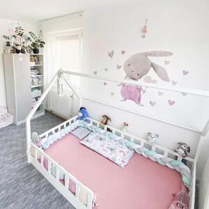 INSPIO-textilní přelepitelná samolepka - Samolepky na zeď pro holčičky - Růžový zajíc se srdíčkem