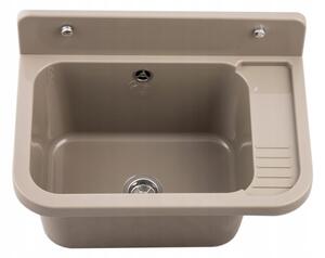 Sink Quality Universe, univerzální plastová výlevka 50x34x31 cm + sifon, 1-komorová, béžová, SKQ-KGK50-B