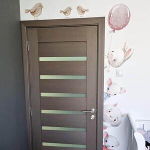 INSPIO-textilní přelepitelná samolepka - Nálepky na zeď - Akvarelová zvířátka kolem dveří do dětského pokoje