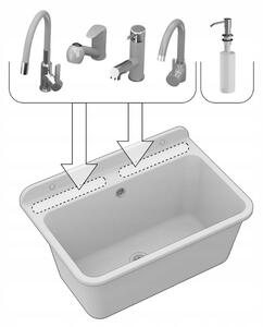 Sink Quality Universe, univerzální plastová výlevka 61x41x30 cm + sifon, 1-komorová, bílá, SKQ-KGLK60-WH