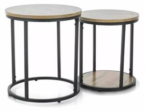 Přístavný stolek ANTU dub artisan/černá, set 2 ks