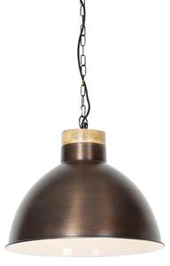 Vintage závěsná lampa měděná se dřevem - Ukazatel