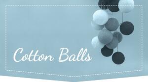 Tutumi Cotton Balls, LED svítící kuličky 500cm 20ks, tmavě šedá, BAL-00013