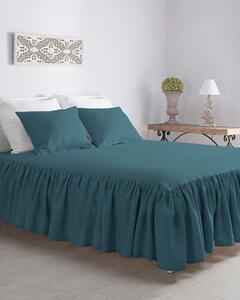 Přehoz Linen Frilly 160 x 210 cm smaragdový