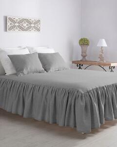 Přehoz Linen Frilly 160 x 210 cm světle šedý