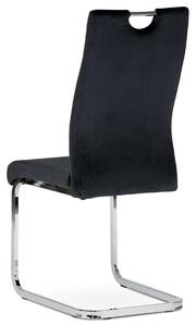 Jídelní židle DCL-416 BK4 sametová látka černá, kov chrom