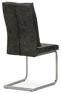 Jídelní židle DCH-459 GREY3 látka šedá v dekoru vintage kůže, kov broušený nikl