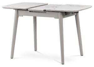 Jídelní stůl 110+30x75 cm keramická deska bílý mramor