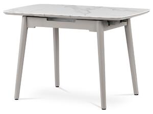 Jídelní stůl 110+30x75 cm keramická deska bílý mramor