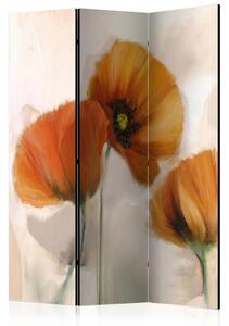 Paraván poppies - vintage Dekorhome 135x172 cm (3-dílný)