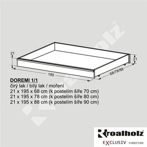 Bílý úložný prostor pod postel z masivu DOREMI 1/1 (bílý úložný prostor pod bílé postele)