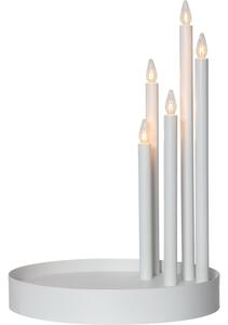 Star Trading, LED adventní kovový svícen DECO 5xLED, 46 x 32 cm | bílý