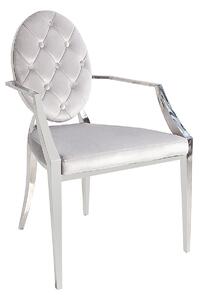 Jídelní židle INVICTUS, s područkami, bílý samet