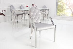 Jídelní židle INVICTUS, s područkami, bílý samet