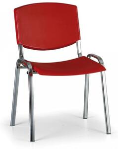 Konferenční plastová židle, červená Biedrax Z8994CV, podnož chromovaná