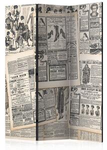 Paraván Vintage Newspapers Dekorhome 135x172 cm (3-dílný)