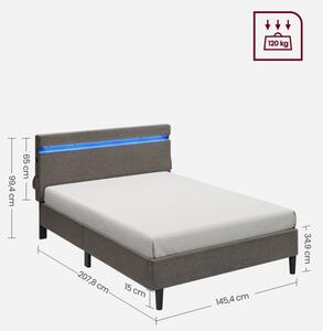 Kovová manželská postel s LED 140 cm RMB802G71