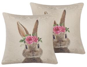 Sada 2 dekorativních polštářů TULIPA 45 x 45 cm Taupe