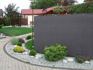 Stínící plotová zástěna 1,2x2,5 m PREMIUM, ratanový vzor grafitová, 240g/m2 MyBestHome