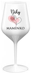DÍKY MAMINKO - bílá nerozbitná sklenička na víno 470 ml