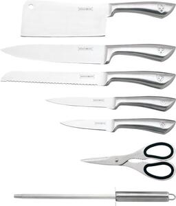 8dílná sada ocelových nožů, sekáčku, nůžek a ocílky Royalty Line RL-KSS600