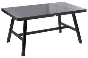 Zahradní jídelní stůl CANETTO 150 cm 90 cm Sklo Černá