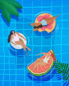 Ilustrace Pool Ladies, Petra Lizde, (30 x 40 cm)