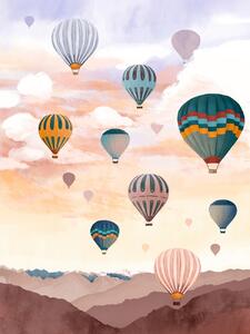 Ilustrace Airballoon Sky, Goed Blauw, (30 x 40 cm)