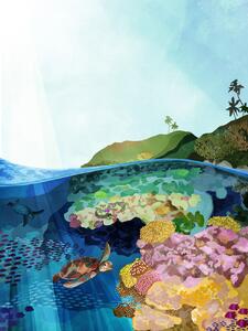 Ilustrace Underwater World, Goed Blauw, (30 x 40 cm)
